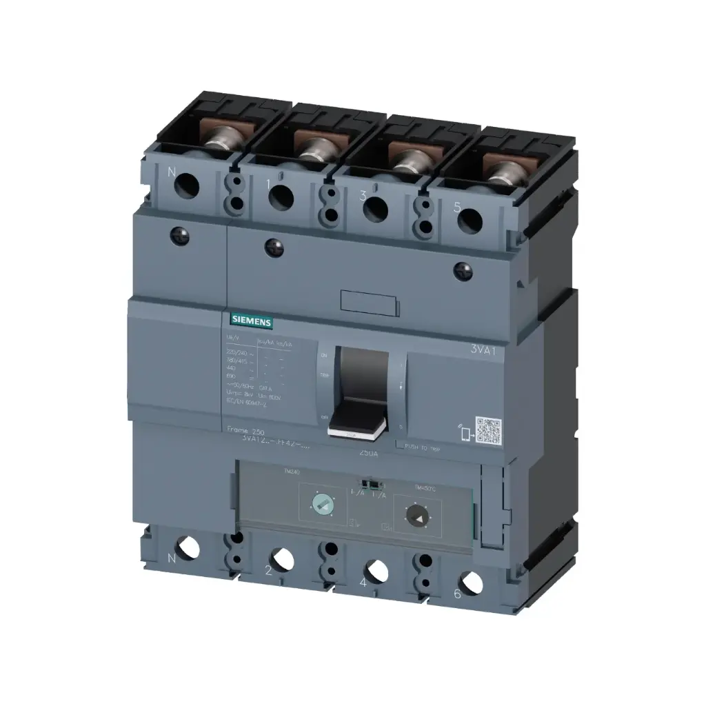 3VA1225-6GE42-0AA0,250A 4P 70KA ADJ MCCB-SIEMENS