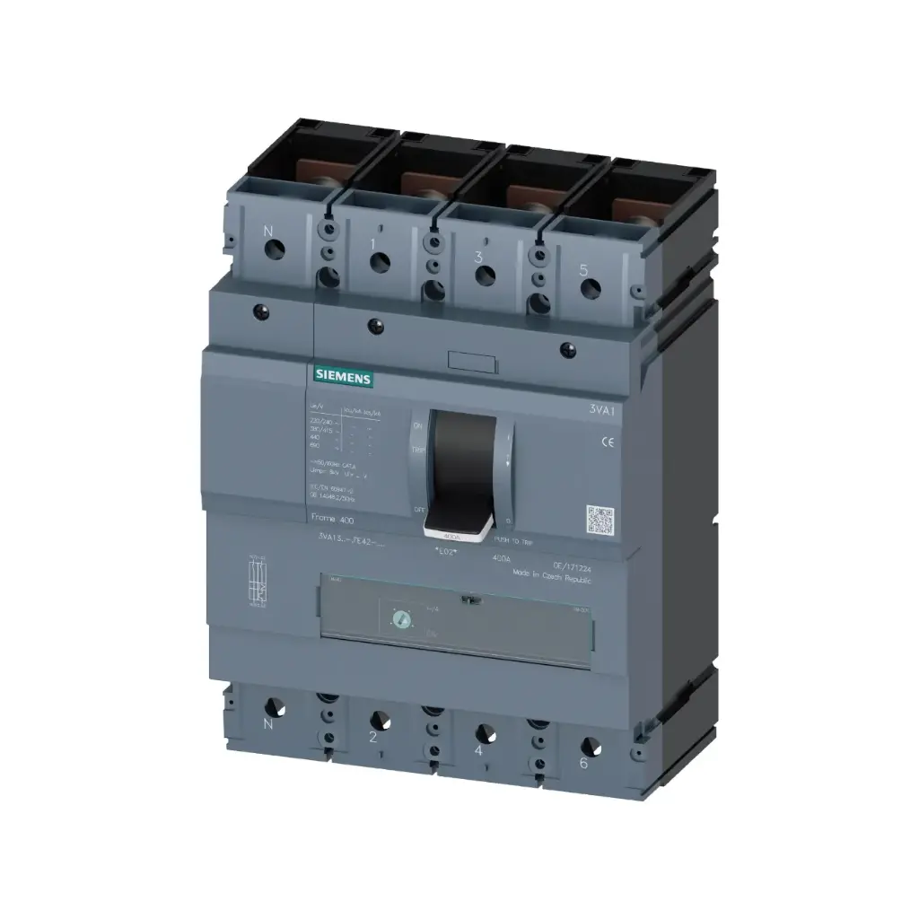 3VA1340-5GE42-0AA0,400A 4P 55KA ADJ MCCB-SIEMENS