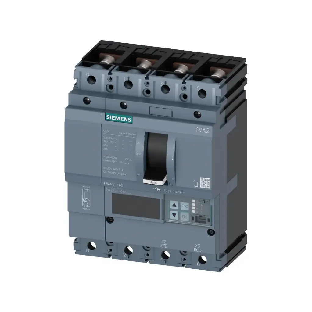 3VA2116-4JQ42-0AA0,160A 4P 36KA NEUTRAL CONDUCTOR PROTECTION ADJUSTABLE-SIEMENS