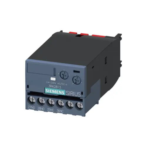 3RA2813-1FW10,ON DELAY SOLID STATE TIMER BLOCK 1N0 + 1NC 24-240V AC/DC TIME SETTING RANGE 0.05-100 SEC-SIEMENS