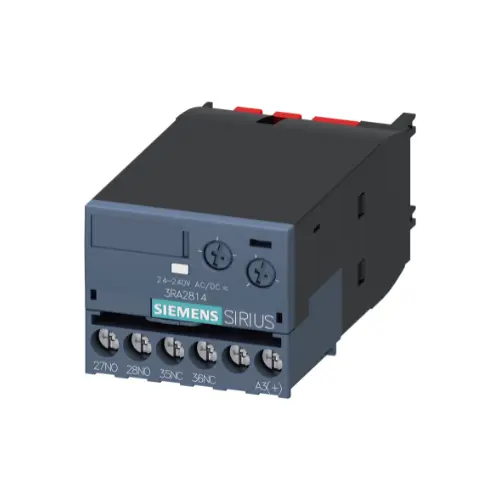 3RA2814-1FW10,OFF DELAY SOLID STATE TIMER BLOCK 1N0 + 1NC 24-240V AC/DC TIME SETTING RANGE 0.05-100 SEC-SIEMENS