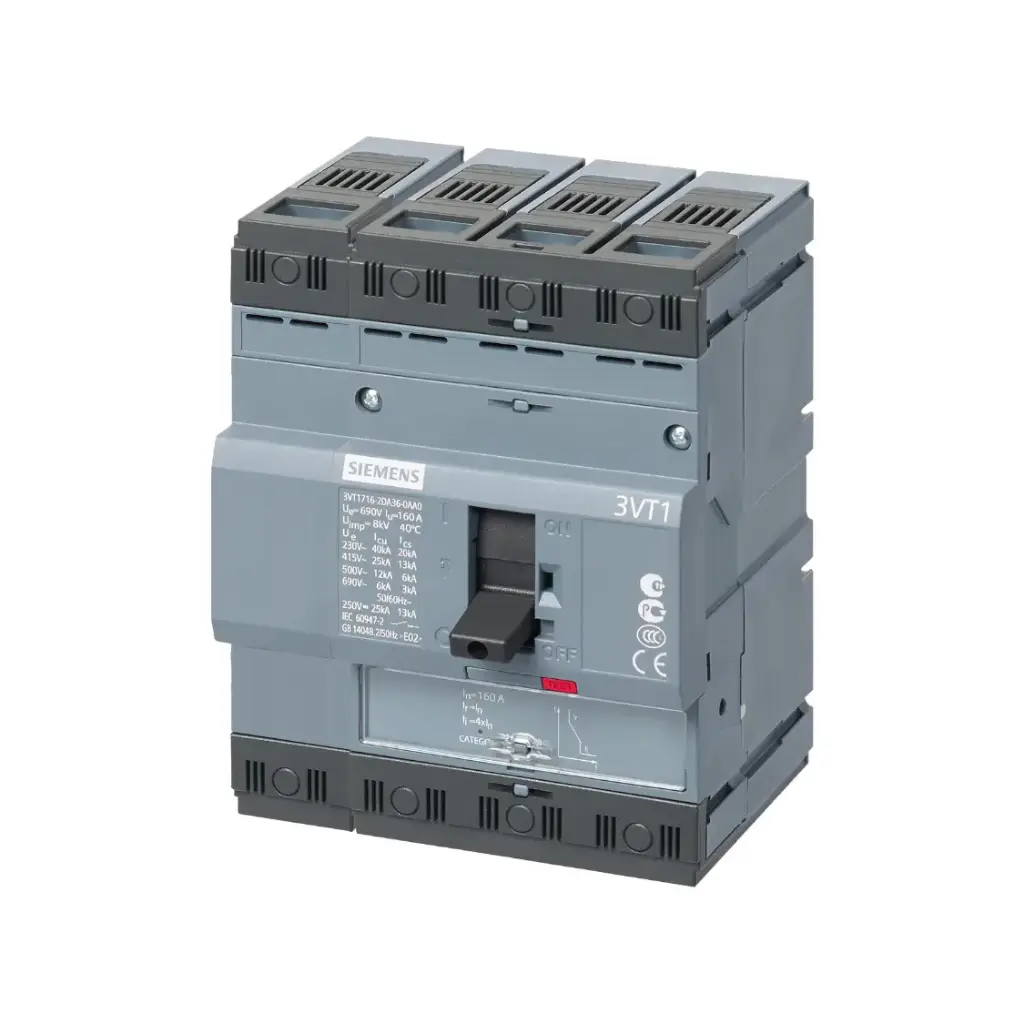 3VT1712-2EC46-0AA0,125A 4POLE 25KA ADJUSTABLE MCCB-SIEMENS