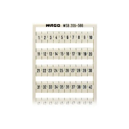 209-566,WSB MARKING CARD WHITE COLOUR (1 TO 50) 2-WAGO
