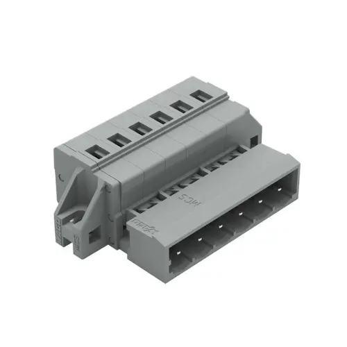 231-606/019-000,2.5SQMM 6POLE MALE CONNECTOR WITH FIXING FLANGE GREY COLOUR-WAGO