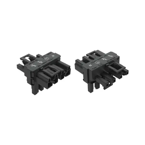 770-627,T-DISTRIBUTION CONNECTOR 4 POLE BLACK COLOUR-WAGO