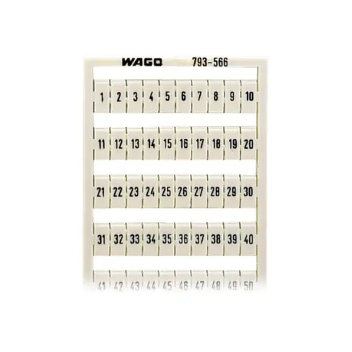 793-566,WMB MARKING CARD WHITE COLOUR (1 TO 50) 2-WAGO