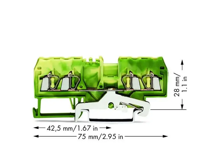 280-837,2.5SQMMM GREEN/YELLOW TERMINAL BLOCK 2 IN 2 OUT-WAGO