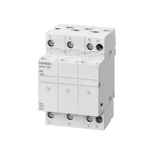 3NW7064,32A 10 X 38 MM LED SIGNAL DETECTOR CYLINDRICAL FUSE HOLDER -SIEMENS