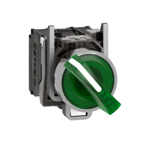XB4BK123M5,2 WAY METAL ILL SELECTOR SWITCH PUT 240V AC GREEN-SCHNEIDER