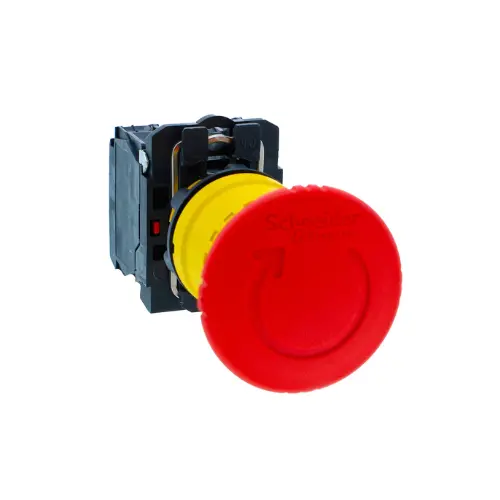 XB5AS8445N,MUSHROOM HEAD PB TRIGGER ACTION TURN TO RELEASE 40MM 1NO+1NC RED-SCHNEIDER