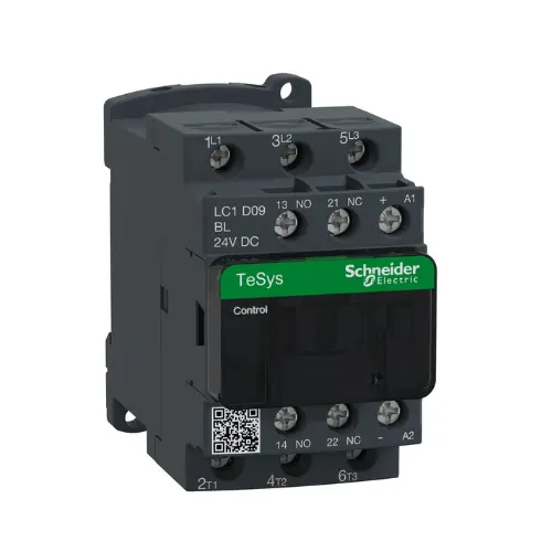 LC1D09BL,9A 1NO+1NC 3P 24V DC LOW CONSUMPTION CONTACTOR-SCHNEIDER