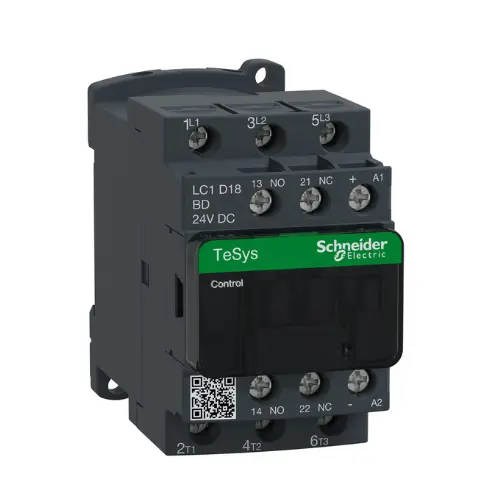LC1D18BD,18A 1NO+1NC 3P 24V DC CONTACTOR-SCHNEIDER