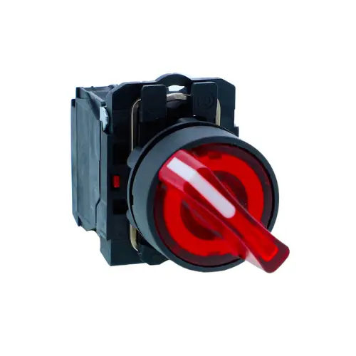 XB5AK124M2N,2 WAY ILL SELECTOR SWITCH PUT 230V RED -SCHNEIDER