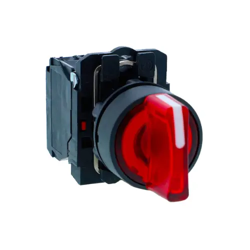 XB5AK134B5N,3 WAY ILL SELECTOR SWITCH 24V RED 1NO+1NC-SCHNEIDER