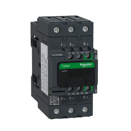[SCHNEIDER] LC1D50ABBE, 50A 1NO+1NC 3P 24V DC LOW CONSUMPTION COIL CONTACTOR-SCHNEIDER