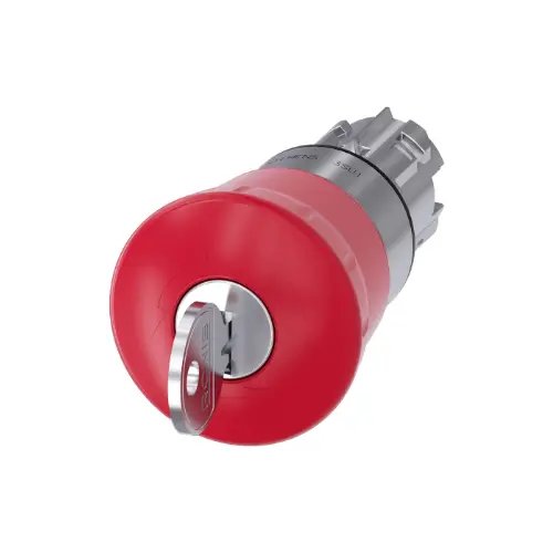 [SIEMENS] 3SU1050-1HF20-0AA0,EMERGENCY STOP MUSHROOM PUSH BUTTON FLAT MOMENTARY TYPE WITH KEY OPERATED RED COLOR-SIEMENS