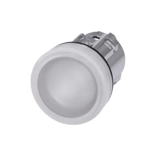 [SIEMENS] 3SU1051-6AA60-0AA0,INDICATING LAMP ROUND METAL SHINY WHITE SMOOTH LENS-SIEMENS
