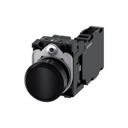 [SIEMENS] 3SU1100-0AB10-1FA0,ILLUMINATED PUSH BUTTON FLAT TYPE 22MM ROUND PLASTIC BLACK COLOUR-SIEMENS