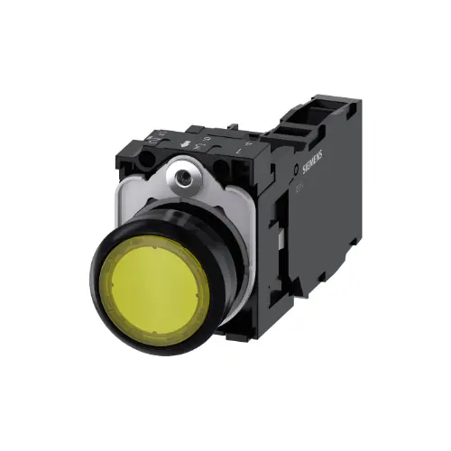 [SIEMENS] 3SU1102-0AB30-1FA0,ILLUMINATED PUSH BUTTON 22MM FLAT MOMENTARY TYPE YELLOW COLOR-SIEMENS