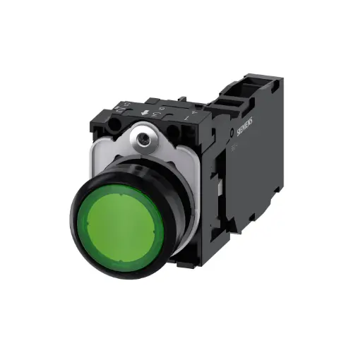 [SIEMENS] 3SU1102-0AB40-1FA0,ILLUMINATED PUSH BUTTON 22MM FLAT MOMENTARY TYPE GREEN COLOR-SIEMENS