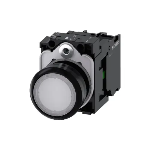 [SIEMENS] 3SU1102-0AB60-1BA0,ILLUMINATED PLASTIC PUSH BUTTON FLAT MOMENTARY TYPE WHITE COLOR-SIEMENS