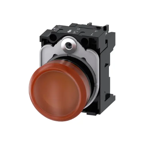 [SIEMENS] 3SU1106-6AA00-1AA0,INDICATOR LIGHTS 22MM AMBER COLOR WITH INTEGRATED LED 230V AC SCREW TERMINAL-SIEMENS