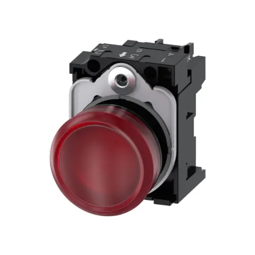 [SIEMENS] 3SU1106-6AA20-1AA0,INDICATOR LIGHTS 22MM RED COLOR WITH INTEGRATED LED 230V AC SCREW TERMINAL-SIEMENS