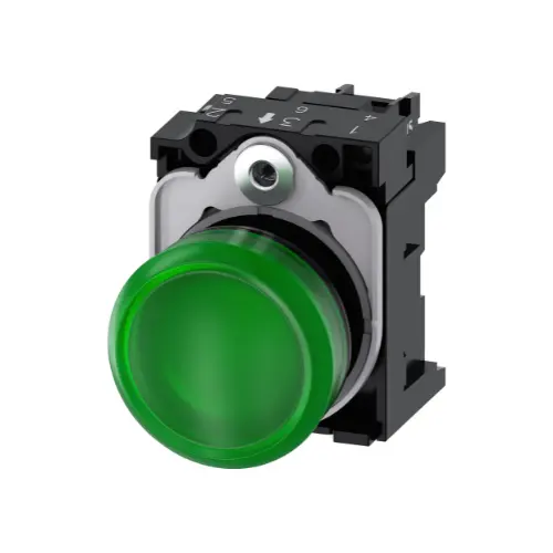 [SIEMENS] 3SU1106-6AA40-1AA0,INDICATOR LIGHTS 22MM GREEN COLOR WITH INTEGRATED LED 230V AC SCREW TERMINAL-SIEMENS