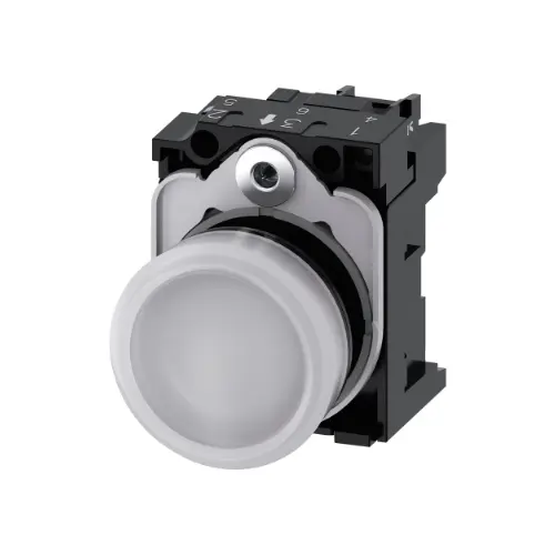 [SIEMENS] 3SU1106-6AA60-1AA0,INDICATOR LIGHT 230V AC WHITE COLOR WITH HOLDER-SIEMENS