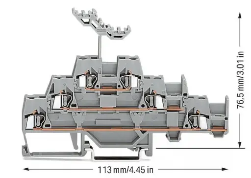 [WAGO] 280-550,2.5SQMM TRIPLE DECKER TERMINAL BLOCK WITH JUMPER GREY COLOUR-WAGO